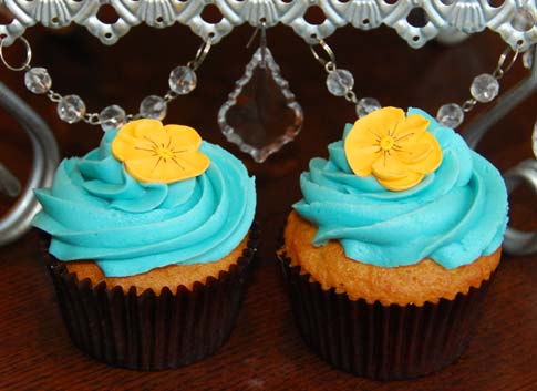 Blue Flower Cupcakes